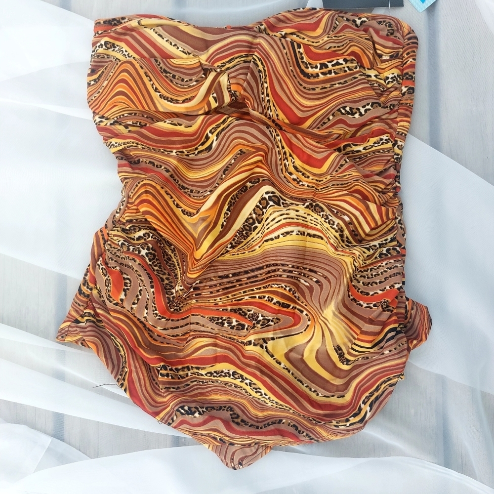 Bikini bay one piece multi color  leopard print size 14